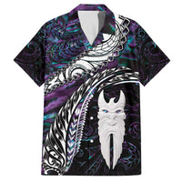 New Zealand Aotearoa Family Matching Puletasi and Hawaiian Shirt Maori Hei Rehua Paua Shell Glitter Purple LT05 Dad's Shirt - Short Sleeve Purple - Polynesian Pride