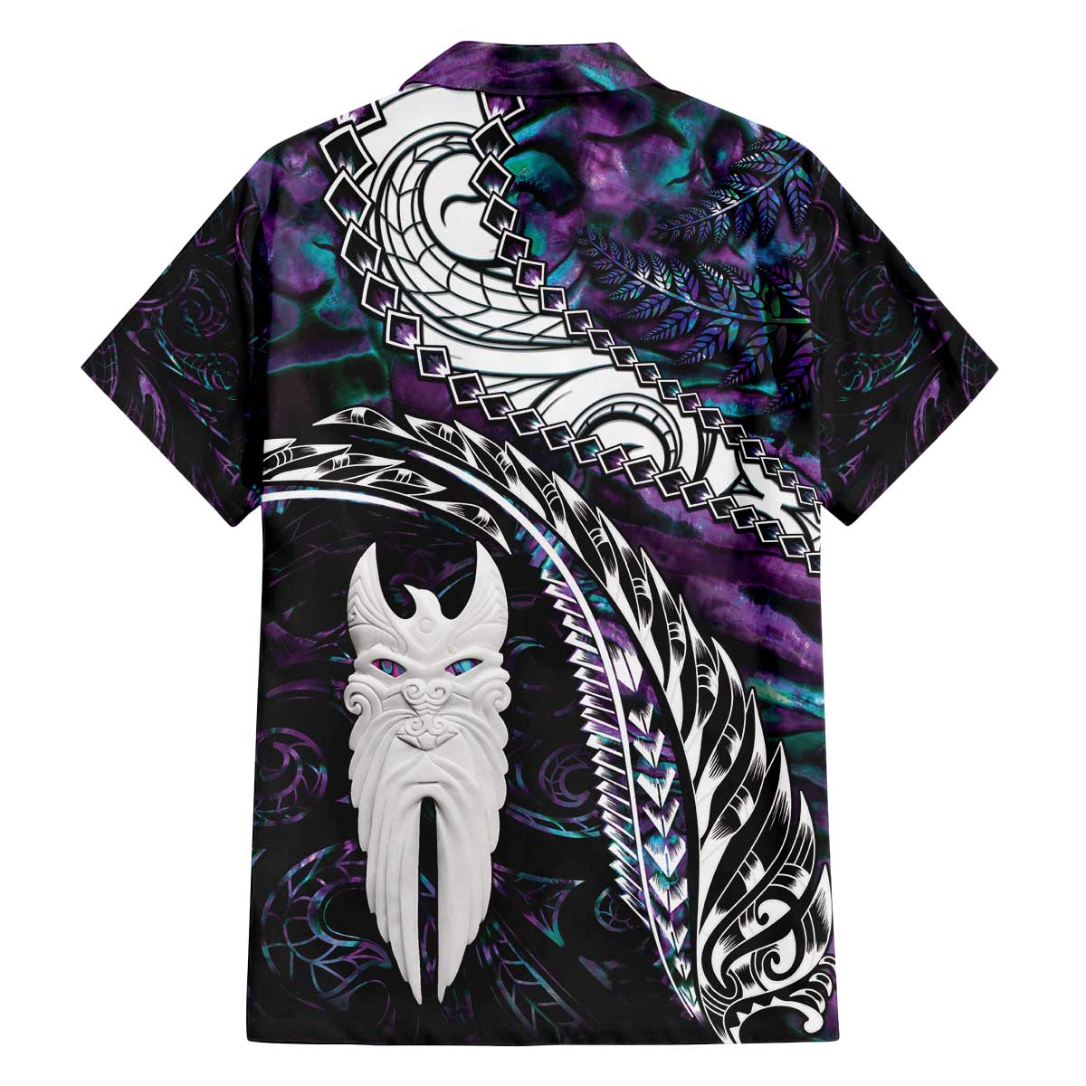 New Zealand Aotearoa Family Matching Puletasi and Hawaiian Shirt Maori Hei Rehua Paua Shell Glitter Purple LT05 - Polynesian Pride