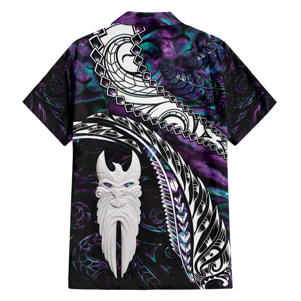 New Zealand Aotearoa Family Matching Summer Maxi Dress and Hawaiian Shirt Maori Hei Rehua Paua Shell Glitter Purple LT05 - Polynesian Pride