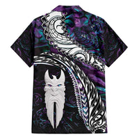 New Zealand Aotearoa Family Matching Tank Maxi Dress and Hawaiian Shirt Maori Hei Rehua Paua Shell Glitter Purple LT05 - Polynesian Pride