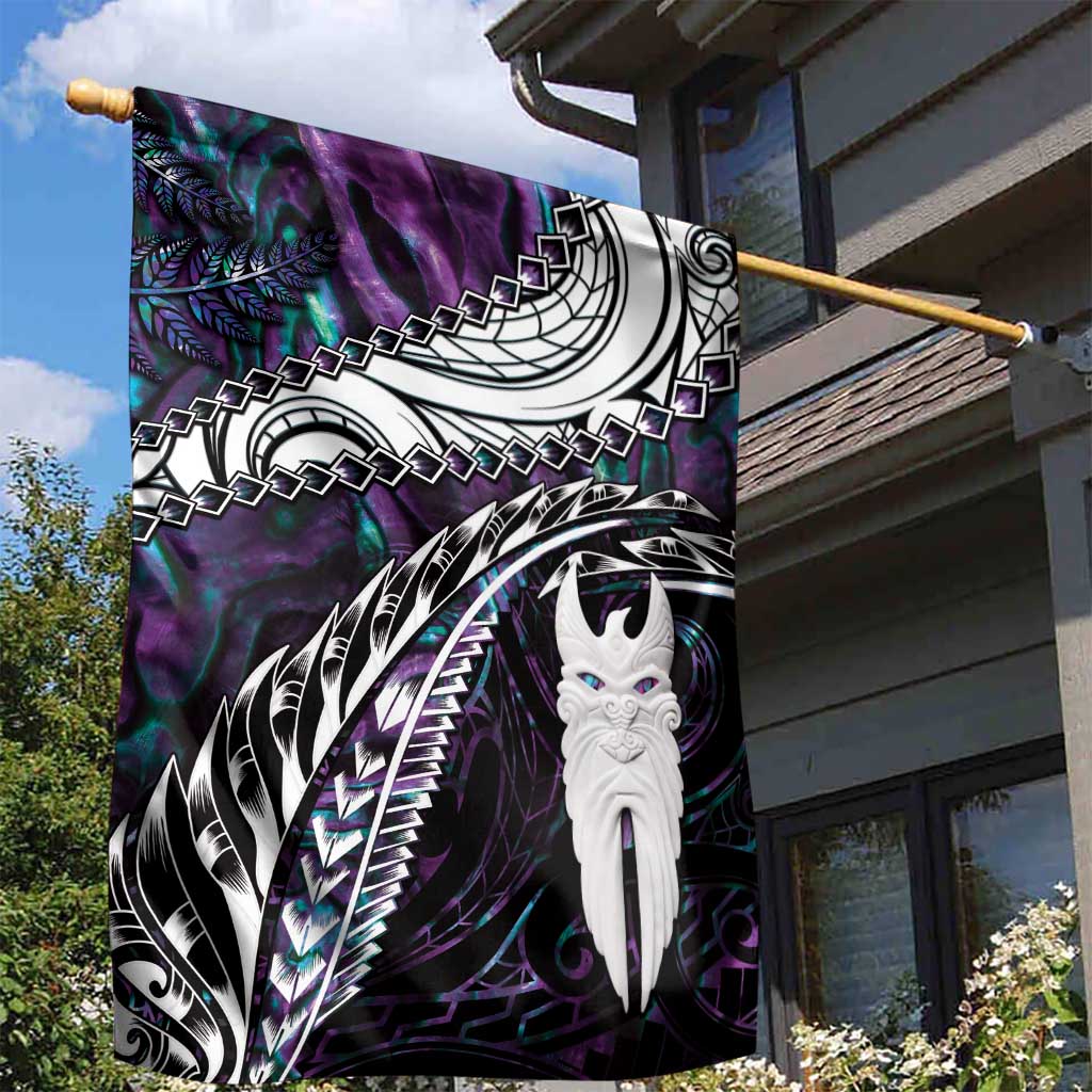 New Zealand Aotearoa Garden Flag Maori Hei Rehua Paua Shell Glitter Purple