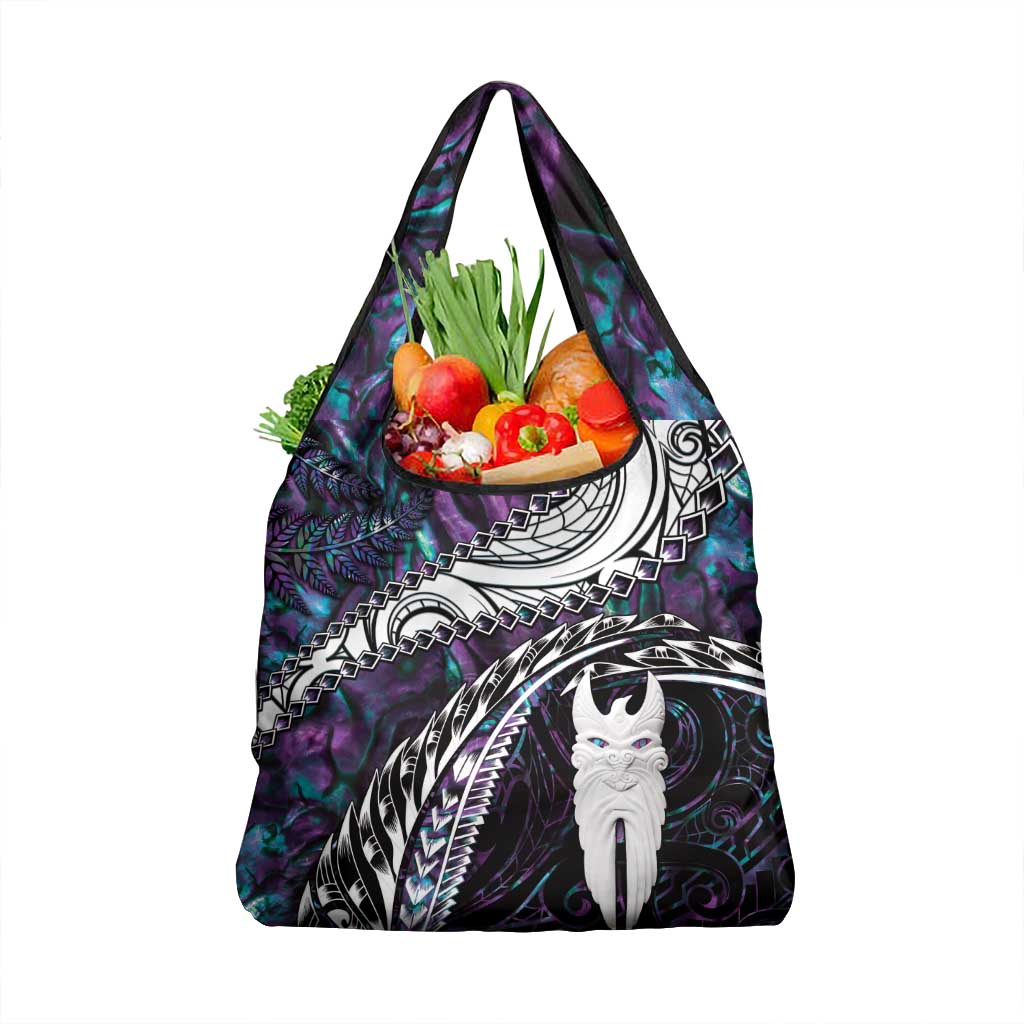New Zealand Aotearoa Grocery Bag Maori Hei Rehua Paua Shell Glitter Purple LT05 1-pack One Size Purple - Polynesian Pride