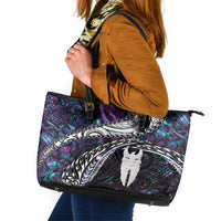 New Zealand Aotearoa Leather Tote Bag Maori Hei Rehua Paua Shell Glitter Purple LT05 Purple - Polynesian Pride