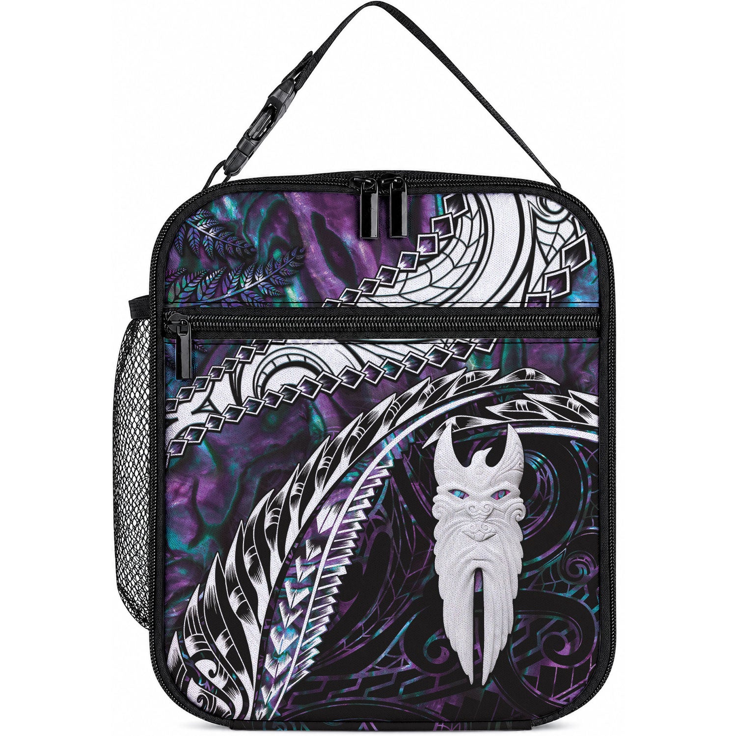 New Zealand Aotearoa Lunch Bag Maori Hei Rehua Paua Shell Glitter Purple