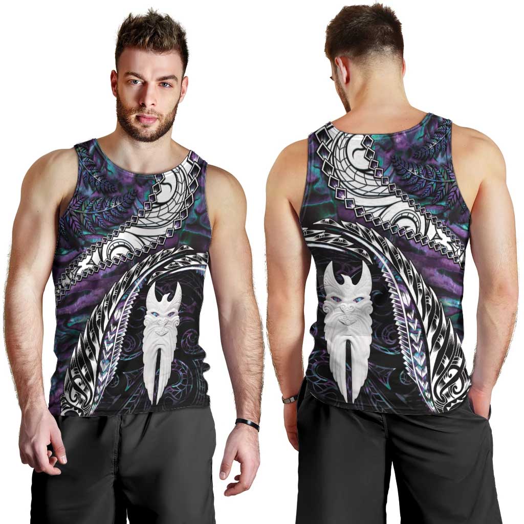 New Zealand Aotearoa Men Tank Top Maori Hei Rehua Paua Shell Glitter Purple LT05 - Polynesian Pride