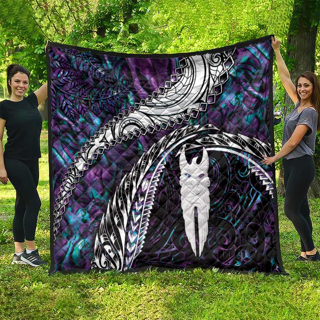 New Zealand Aotearoa Quilt Maori Hei Rehua Paua Shell Glitter Purple LT05 - Polynesian Pride