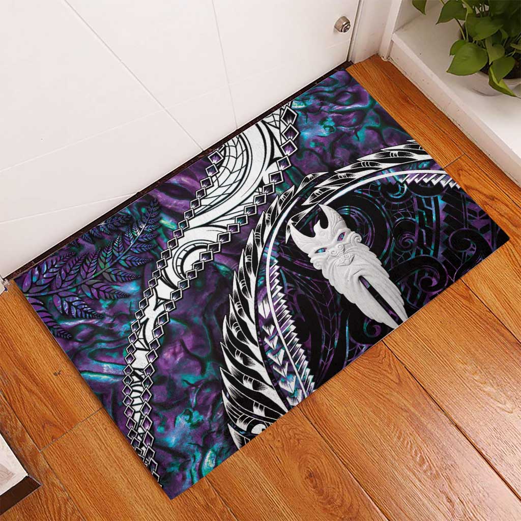 New Zealand Aotearoa Rubber Doormat Maori Hei Rehua Paua Shell Glitter Purple LT05 - Polynesian Pride