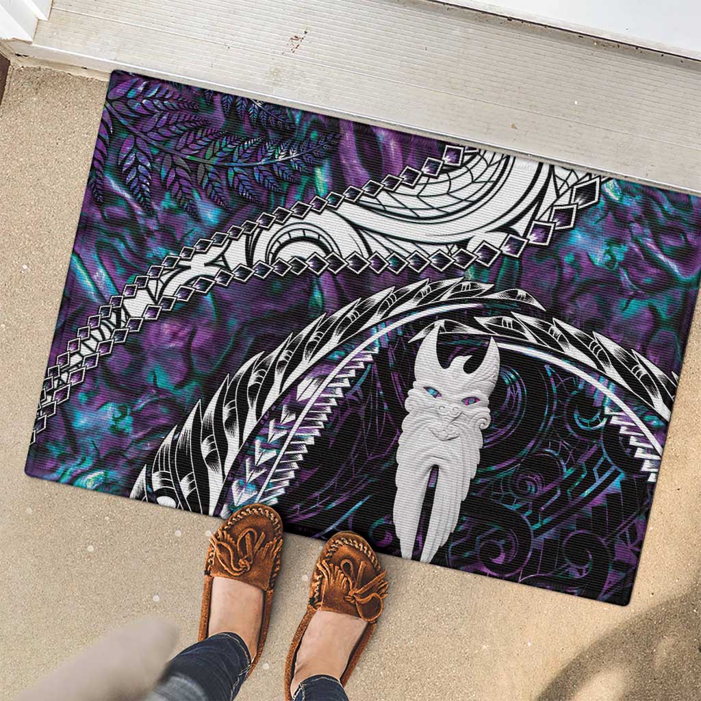 New Zealand Aotearoa Rubber Doormat Maori Hei Rehua Paua Shell Glitter Purple LT05 - Polynesian Pride