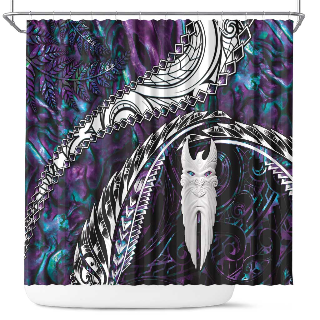New Zealand Aotearoa Shower Curtain Maori Hei Rehua Paua Shell Glitter Purple LT05 Purple - Polynesian Pride