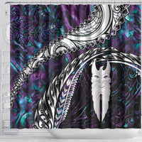 New Zealand Aotearoa Shower Curtain Maori Hei Rehua Paua Shell Glitter Purple LT05 - Polynesian Pride