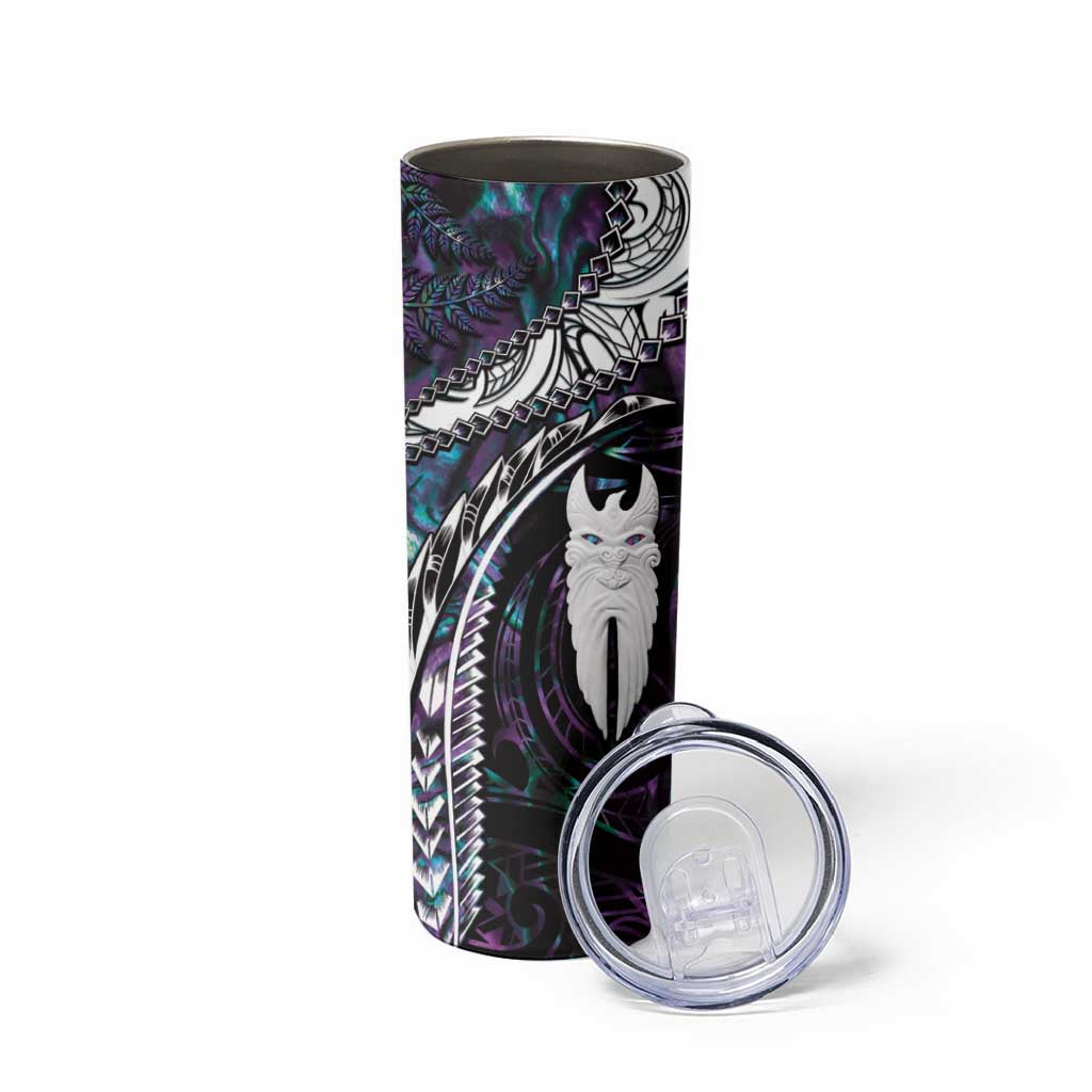 New Zealand Aotearoa Skinny Tumbler Maori Hei Rehua Paua Shell Glitter Purple LT05 - Polynesian Pride