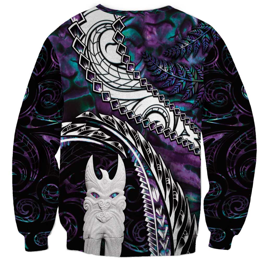 New Zealand Aotearoa Sweatshirt Maori Hei Rehua Paua Shell Glitter Purple LT05 - Polynesian Pride