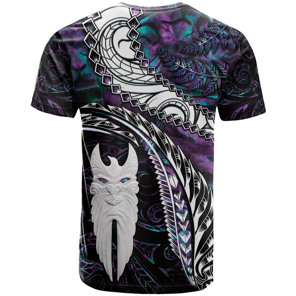 New Zealand Aotearoa T Shirt Maori Hei Rehua Paua Shell Glitter Purple LT05 - Polynesian Pride