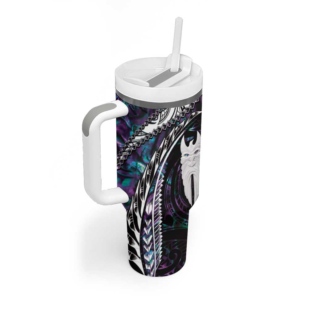 New Zealand Aotearoa Tumbler With Handle Maori Hei Rehua Paua Shell Glitter Purple LT05 - Polynesian Pride