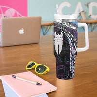 New Zealand Aotearoa Tumbler With Handle Maori Hei Rehua Paua Shell Glitter Purple LT05 - Polynesian Pride