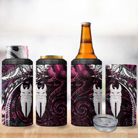 New Zealand Aotearoa 4 in 1 Can Cooler Tumbler Maori Hei Rehua Paua Shell Glitter Pink
