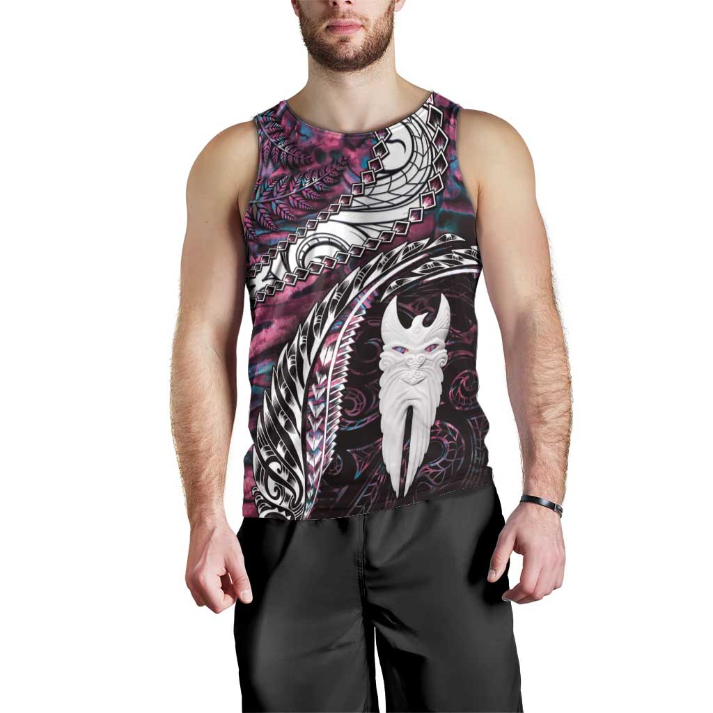 New Zealand Aotearoa Men Tank Top Maori Hei Rehua Paua Shell Glitter Pink LT05 - Polynesian Pride