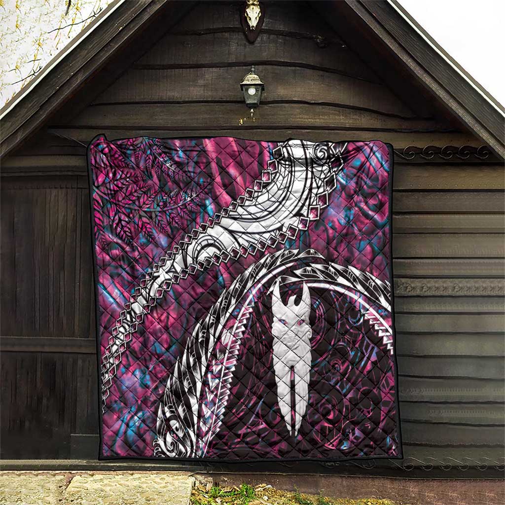 New Zealand Aotearoa Quilt Maori Hei Rehua Paua Shell Glitter Pink LT05 - Polynesian Pride