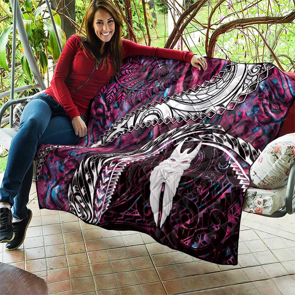 New Zealand Aotearoa Quilt Maori Hei Rehua Paua Shell Glitter Pink LT05 - Polynesian Pride