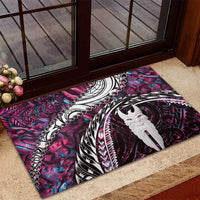 New Zealand Aotearoa Rubber Doormat Maori Hei Rehua Paua Shell Glitter Pink LT05 - Polynesian Pride