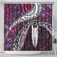 New Zealand Aotearoa Shower Curtain Maori Hei Rehua Paua Shell Glitter Pink LT05 - Polynesian Pride