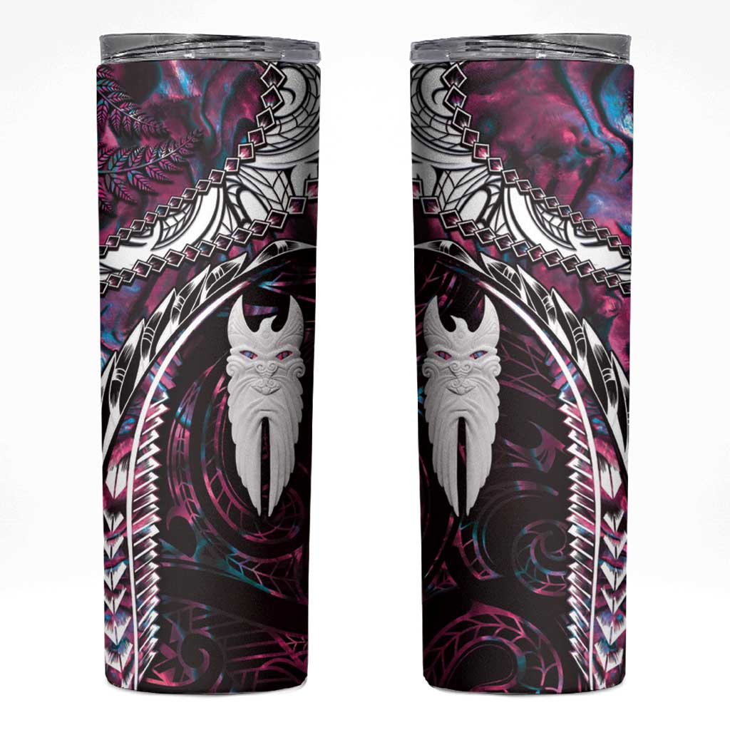 New Zealand Aotearoa Skinny Tumbler Maori Hei Rehua Paua Shell Glitter Pink LT05 Pink - Polynesian Pride
