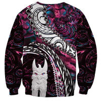 New Zealand Aotearoa Sweatshirt Maori Hei Rehua Paua Shell Glitter Pink LT05 - Polynesian Pride