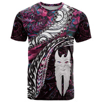 New Zealand Aotearoa T Shirt Maori Hei Rehua Paua Shell Glitter Pink LT05 Pink - Polynesian Pride
