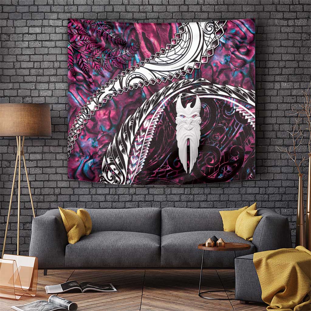 New Zealand Aotearoa Tapestry Maori Hei Rehua Paua Shell Glitter Pink
