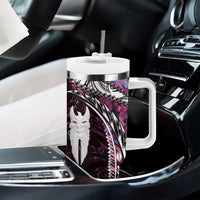 New Zealand Aotearoa Tumbler With Handle Maori Hei Rehua Paua Shell Glitter Pink LT05 - Polynesian Pride