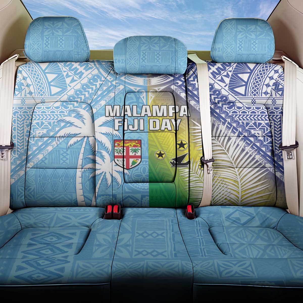 Happy Malampa Fiji Day Back Car Seat Cover Half Mix Style