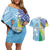 Personalised Happy Malampa Fiji Day Couples Matching Off Shoulder Short Dress and Hawaiian Shirt Half Mix Style