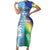 Personalised Happy Malampa Fiji Day Short Sleeve Bodycon Dress Half Mix Style