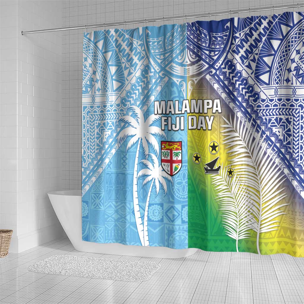 Happy Malampa Fiji Day Shower Curtain Half Mix Style