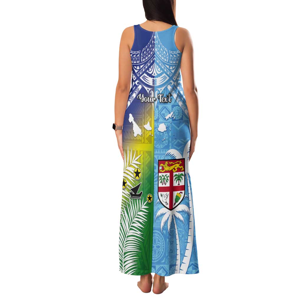Personalised Happy Malampa Fiji Day Tank Maxi Dress Half Mix Style
