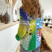 Personalised Happy Malampa Fiji Day Women Casual Shirt Half Mix Style