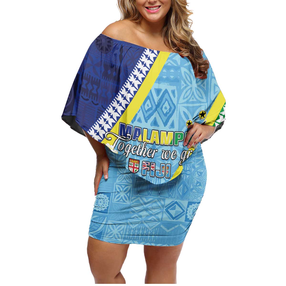 Love Malampa Fiji Day Family Matching Off Shoulder Short Dress and Hawaiian Shirt Together We Grow