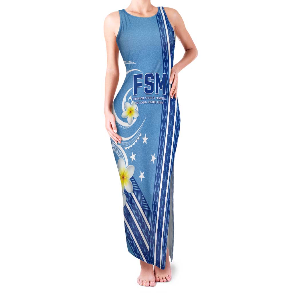 Personalised Federated States of Micronesia Tank Maxi Dress Happy 38th Independence Anniversary LT05 Women Blue - Polynesian Pride