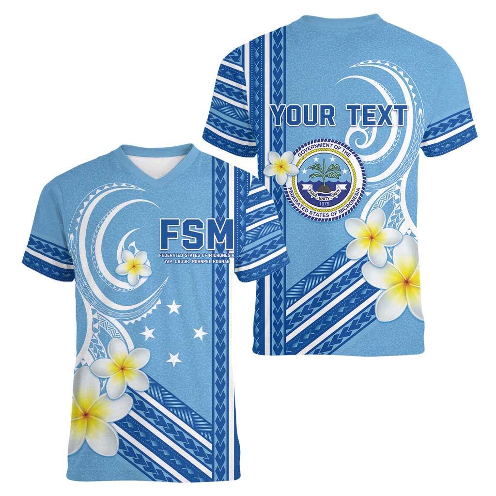 Personalised Federated States of Micronesia Women V-Neck T-Shirt Happy 38th Independence Anniversary LT05 - Polynesian Pride