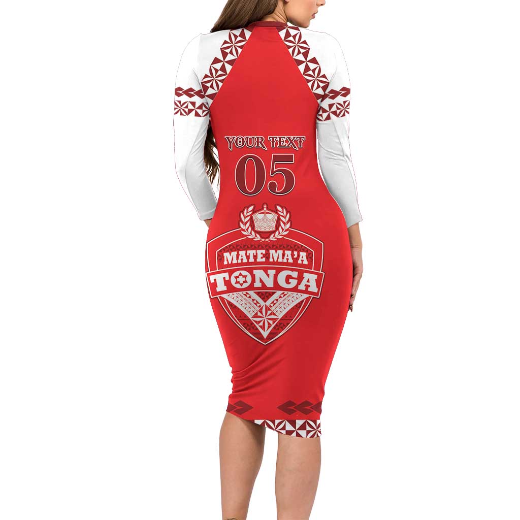 Custom Tonga Mate Maa Rugby Family Matching Long Sleeve Bodycon Dress and Hawaiian Shirt Go Champions