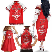 Custom Tonga Mate Maa Rugby Family Matching Off The Shoulder Long Sleeve Dress and Hawaiian Shirt Go Champions