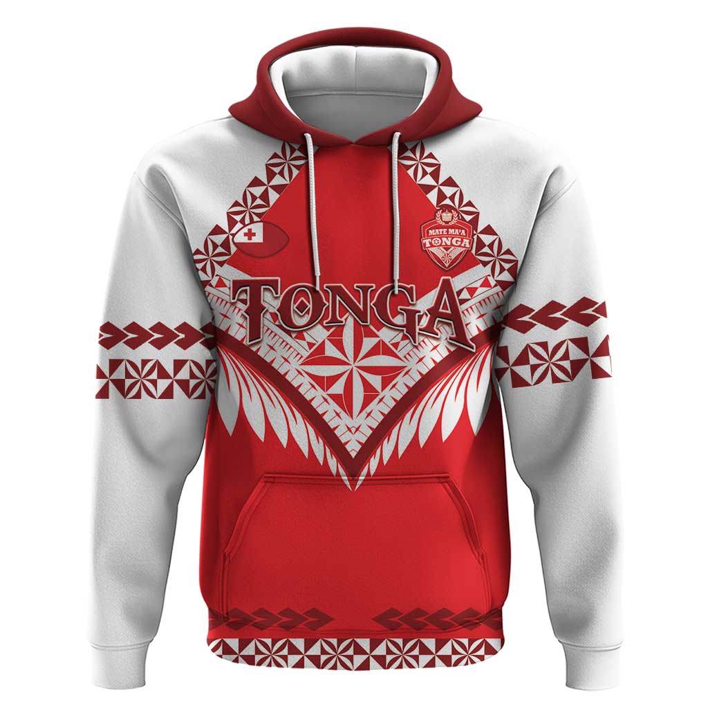 Custom Tonga Mate Maa Rugby Zip Hoodie Go Champions LT05 Pullover Hoodie Red - Polynesian Pride