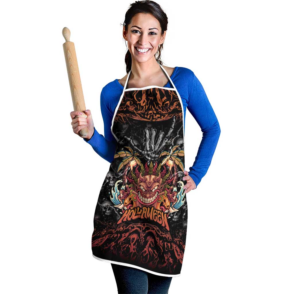 Aloha Halloween Apron Horror Tiki Heavy Metal Style - Polynesian Pride