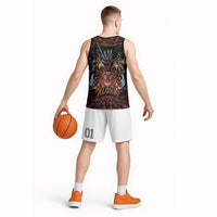 Aloha Halloween Basketball Jersey Horror Tiki Heavy Metal Style - Polynesian Pride