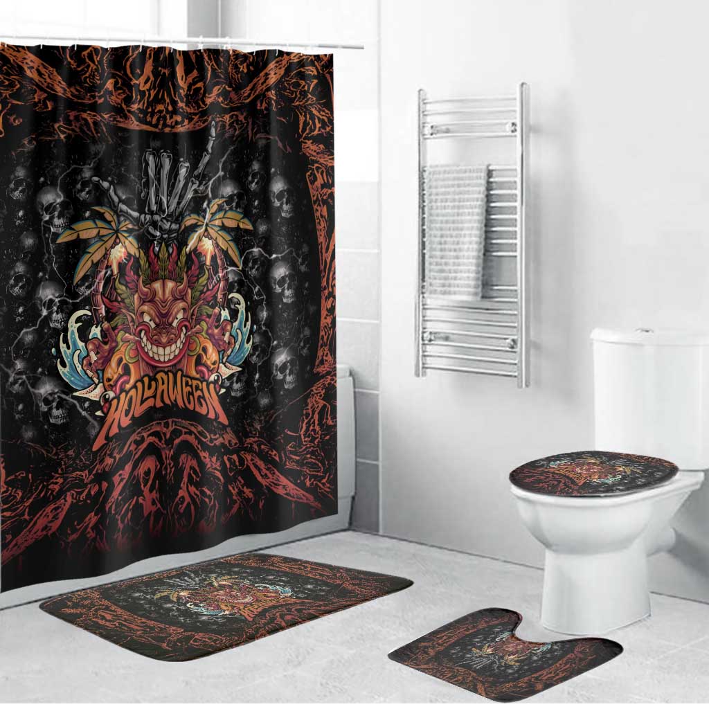Aloha Halloween Bathroom Set Horror Tiki Heavy Metal Style - Polynesian Pride