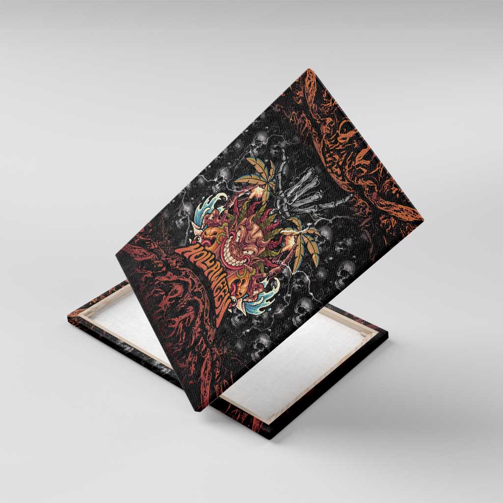 Aloha Halloween Canvas Wall Art Horror Tiki Heavy Metal Style LT05 With Frame Black - Polynesian Pride