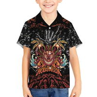 Aloha Halloween Family Matching Short Sleeve Bodycon Dress and Hawaiian Shirt Horror Tiki Heavy Metal Style LT05 Son's Shirt Black - Polynesian Pride