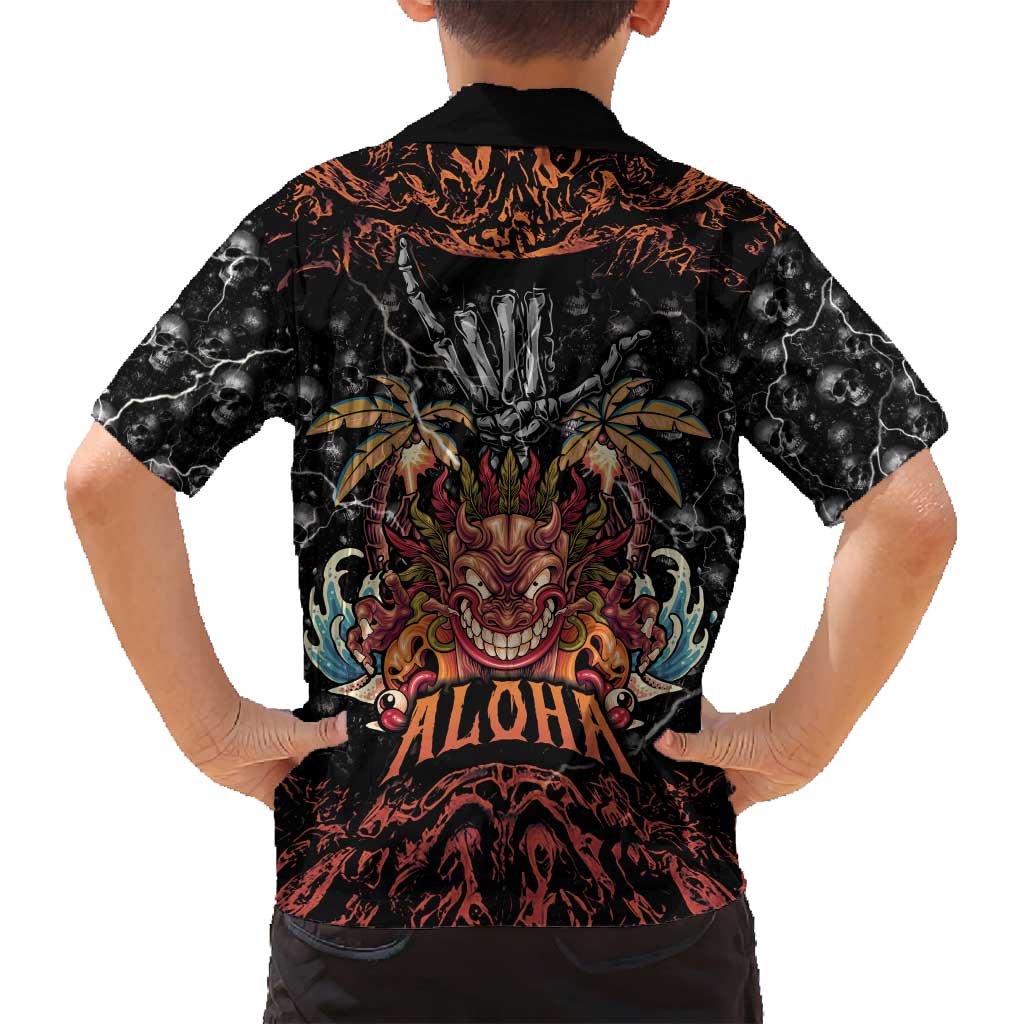 Aloha Halloween Family Matching Tank Maxi Dress and Hawaiian Shirt Horror Tiki Heavy Metal Style LT05 - Polynesian Pride