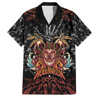 Aloha Halloween Family Matching Tank Maxi Dress and Hawaiian Shirt Horror Tiki Heavy Metal Style LT05 Dad's Shirt - Short Sleeve Black - Polynesian Pride