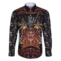 Aloha Halloween Family Matching Tank Maxi Dress and Hawaiian Shirt Horror Tiki Heavy Metal Style LT05 Dad's Shirt - Long Sleeve Black - Polynesian Pride
